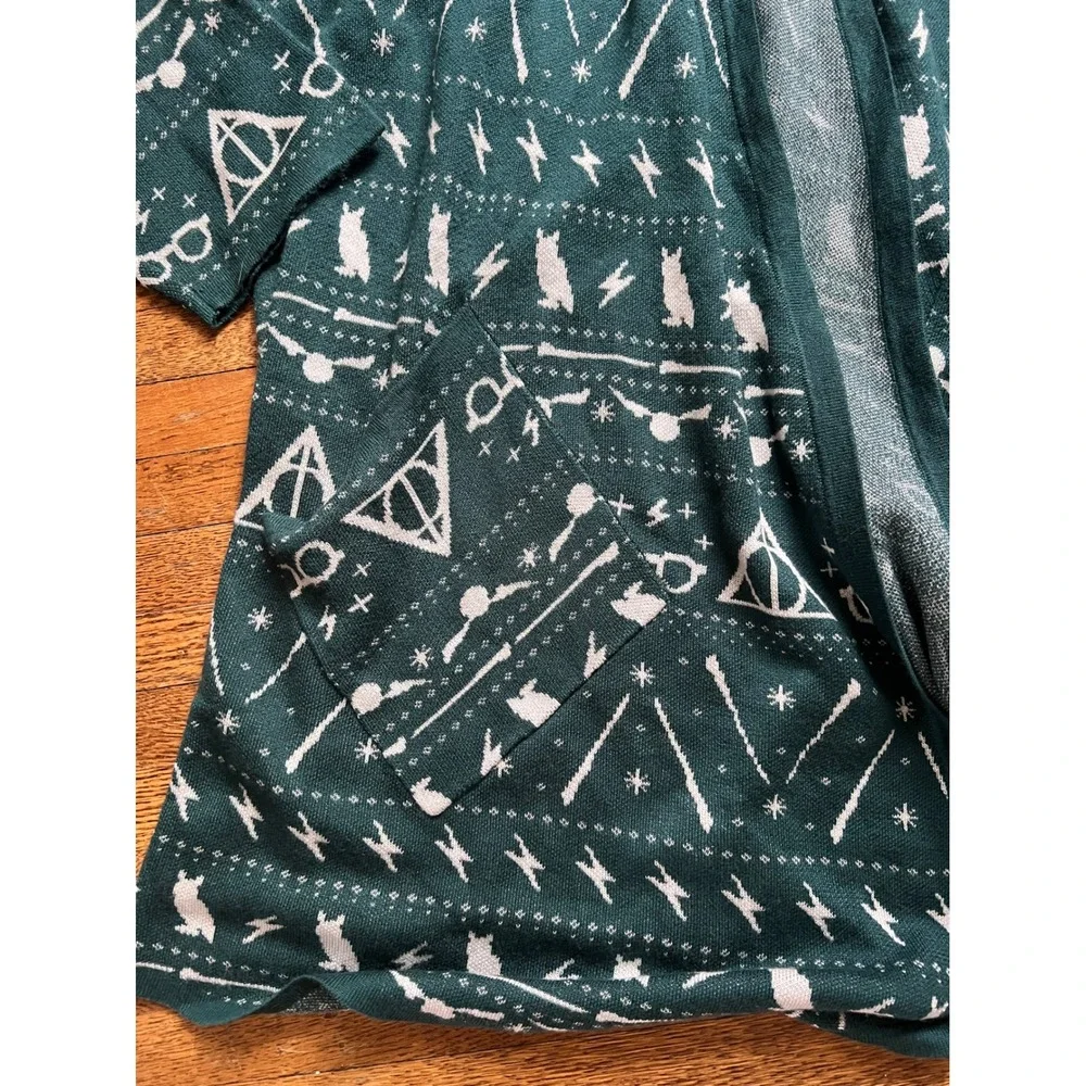 Torrid Harry Potter Green Fair Isle Cardigan Deathly Hallows Plus Size 5 5X